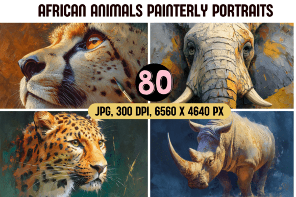 Download Painterly African Animal Portraits - Painterly Collection