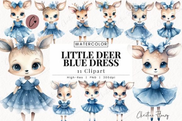 Download Little Deer Blue Dress Clipart, Deer PNG - Png Collection