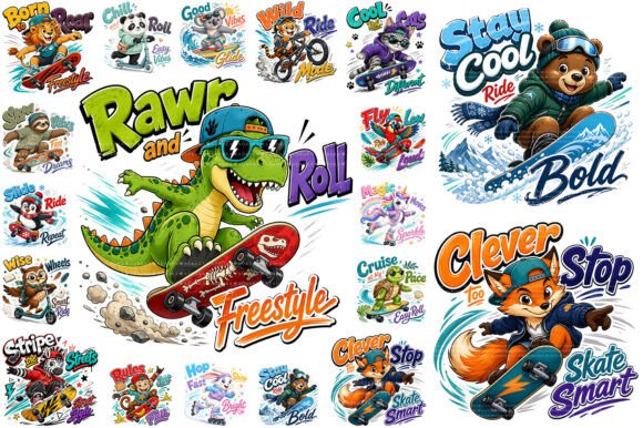 Download Kids Skateboard Animal PNG Bundle - Png Collection