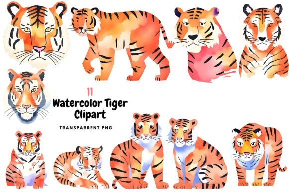 Download Watercolor Tiger Clipart PNG - Png Collection