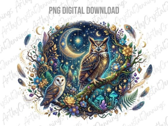 Download Celestial Night Owl Bird Forest PNG - Png Collection
