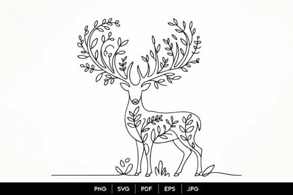 Download Floral Deer Line Art SVG - Deer line art Collection