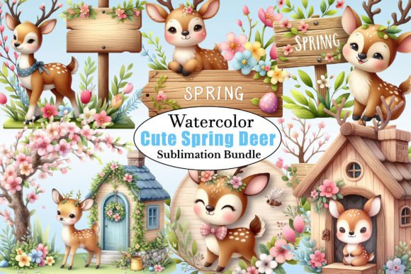 Download Watercolor Cute Spring Deer PNG Clipart - Png Collection