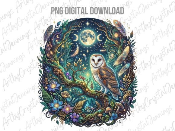 Download Celestial Night Owl Forest PNG - Png Collection