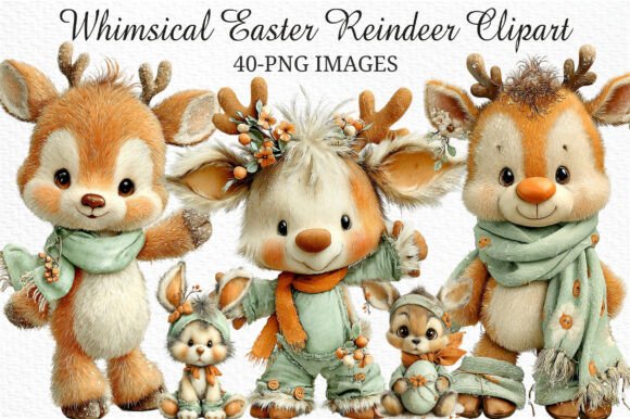 Download Whimsical Easter Reindeer Clipart Png - Png Collection