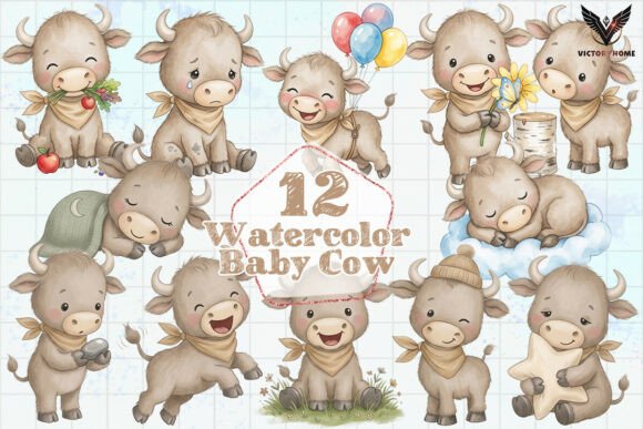 Download Watercolor Baby Cow Clipart PNG - Png Collection