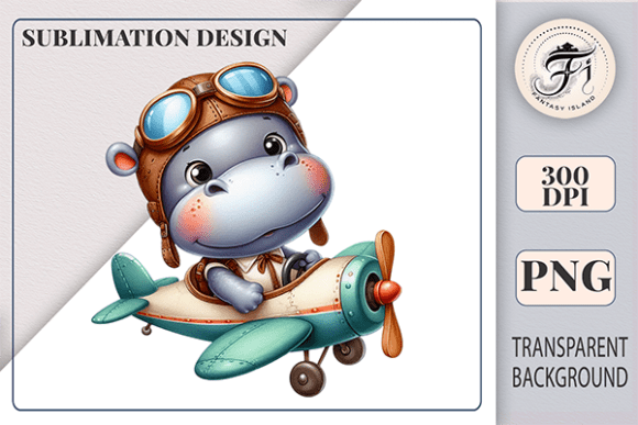 Download Cute Hippo Pilot Sublimation Clipart PNG - Png Collection