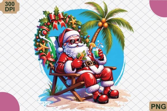 Download Santa Claus Tropical Drink Summer PNG - Png Collection