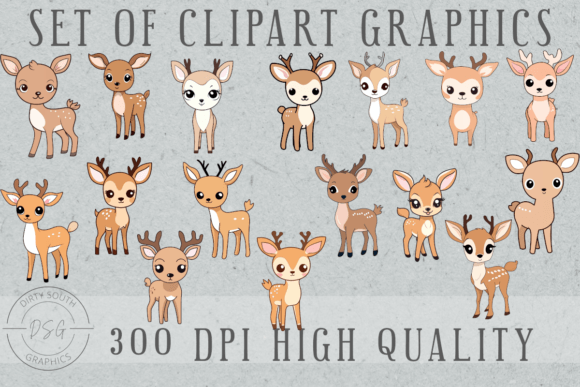 Download Set of 16 Cute Hand Drawn Deer Line Art - Deer line art Collection