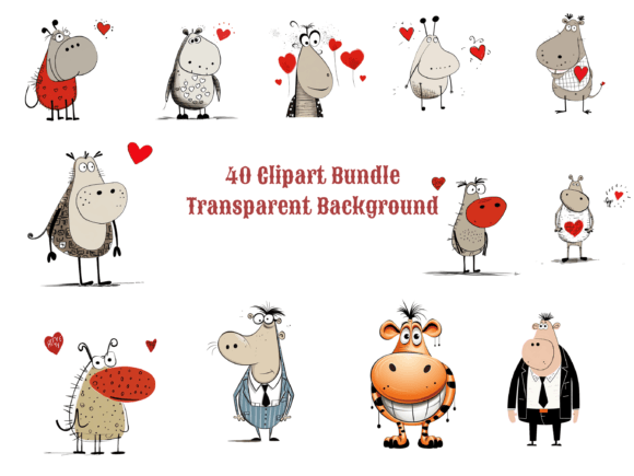 Download Funny Hippo Cartoon Clipart Bundle PNG - Png Collection
