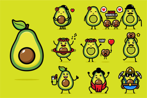 Download Cute Avocado Vector Design Set - Avocado vector Collection