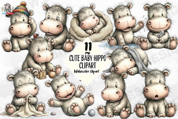 Download Cute Baby Hippo Clipart PNG - Png Collection