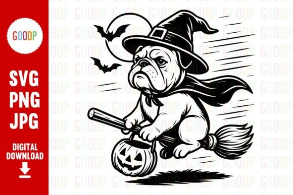 Download Bulldog Witch on Broom PNG - Png Collection