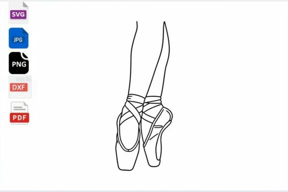 Download Ballet Pointe Shoes Line Art SVG PNG DXF - Png Collection