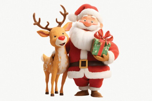 Download Christmas Santa &amp; Cute Deer PNG Clipart - Png Collection