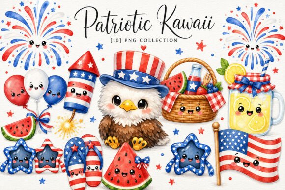 Download Patriotic Kawaii Clipart PNG Bundle - Png Collection