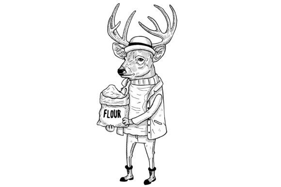 Download Vintage Antromorphic Deer Line Art - Deer line art Collection