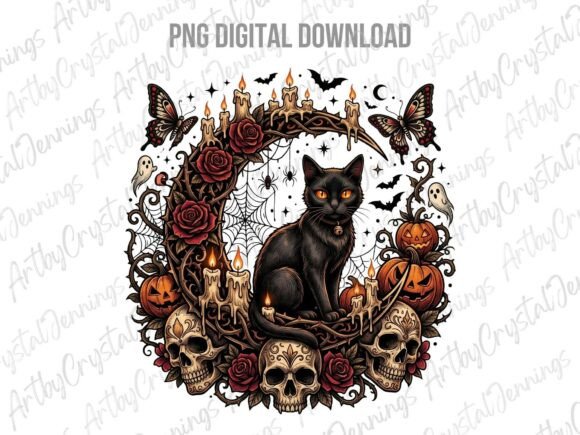 Download Spooky Gothic Black Cat Halloween PNG - Png Collection