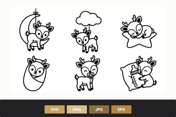 Download Cute Black and White Baby Deer Line Art - Deer line art Collection